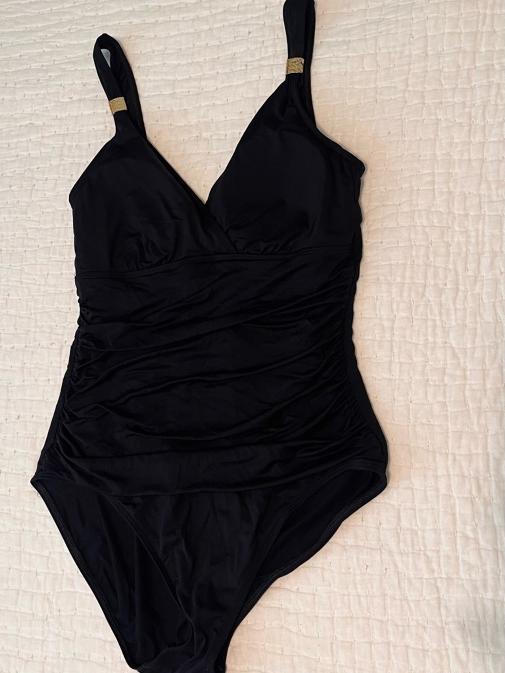 Ralph Lauren Classic  Black One-Piece Swimsuit with Gold Accent